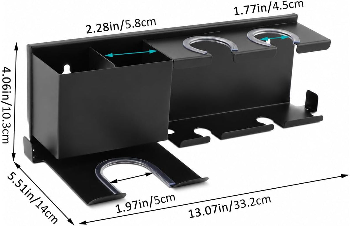 Hair Dryer Holder Wall Mounted, Include Adhesive Strip and Screw Mounting Kits, Hair Tool Organizer Wall Mount for Bathroom, Universal Hair Dryer Holder Rack Storage for Blow Dryer, Curling Iron