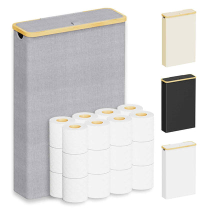 SpaceAid Extra Large Toilet Paper Storage with Lid, Hold up to 24 Regular Rolls or 18 Mega Rolls, Slim Toilet Paper Basket Holder Bin Container, Bathroom Accessories Organizer, Black