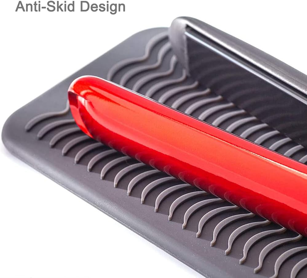 Heat Resistant Mat for Hair Tools, Silicone Heat Mat & Holder for Curling Iron, Professional Portable Travel Flat Iron Mat Pad Pouch Case Cover for Countertop