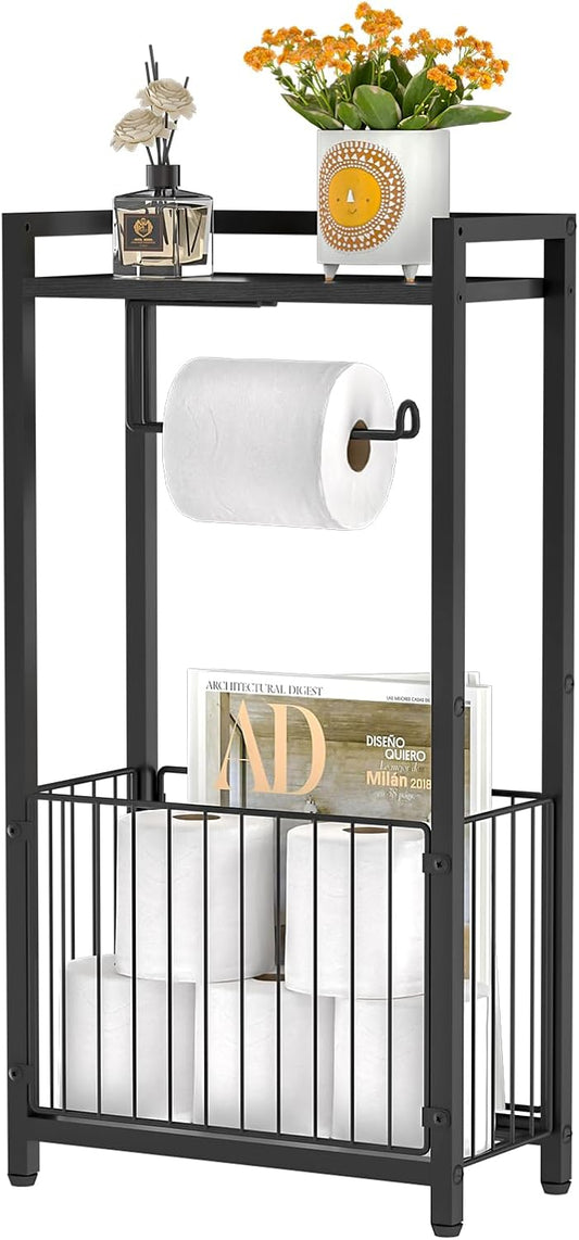 Freestanding Toilet Paper Holder with Storage Shelf