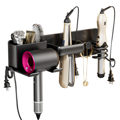 5 in 1 Hair Dryer Holder Hair Tool Organizer Metal Wall Mount (Gold)