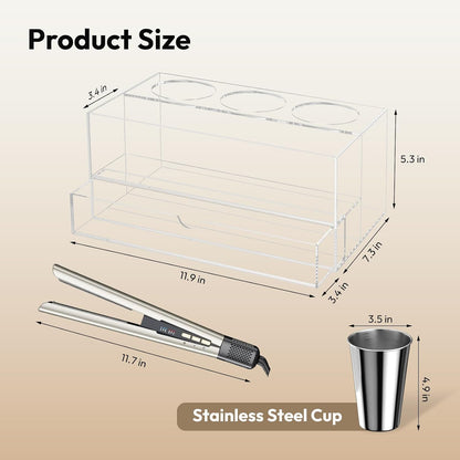 NIUBEE Acrylic Hair Tool Organizer with Drawer, Hair Dryer Holder Organizer