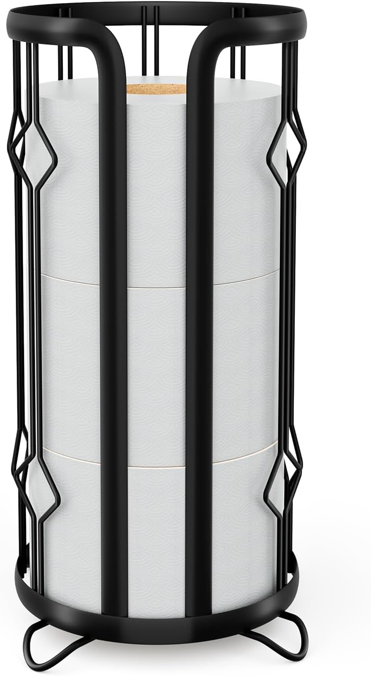 Epicano Toilet Paper Holder Stand,Freestanding Toilet Paper Storage,Black