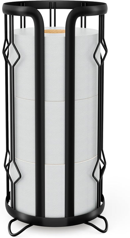 Epicano Toilet Paper Holder Stand,Freestanding Toilet Paper Storage,Black