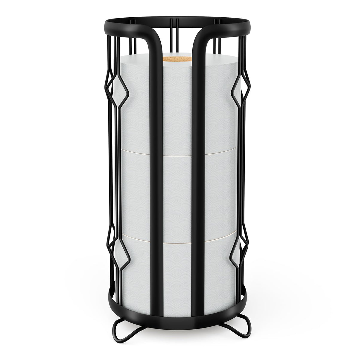 Epicano Toilet Paper Holder Stand,Freestanding Toilet Paper Storage,Black