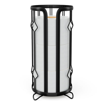 Epicano Toilet Paper Holder Stand,Freestanding Toilet Paper Storage,Black
