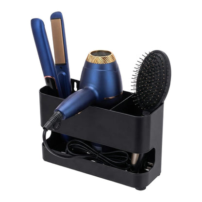 MyGift 2 Slot Hair Tools Organizer, Black Metal Wall Mounted Holder