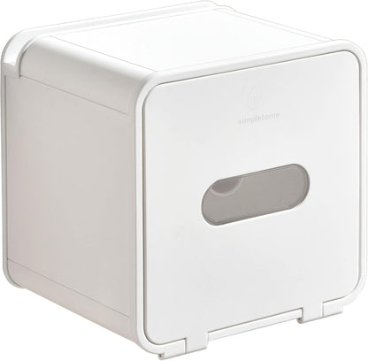 simpletome Toilet Paper Holder Wall Mount with Shelf Waterproof Adhesive or Drilling Install (White, ABS Plastic)