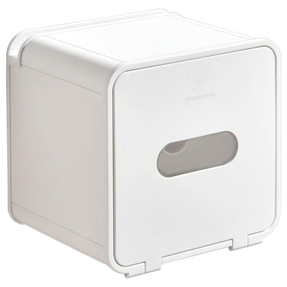 simpletome Toilet Paper Holder Wall Mount with Shelf Waterproof Adhesive or Drilling Install (White, ABS Plastic)