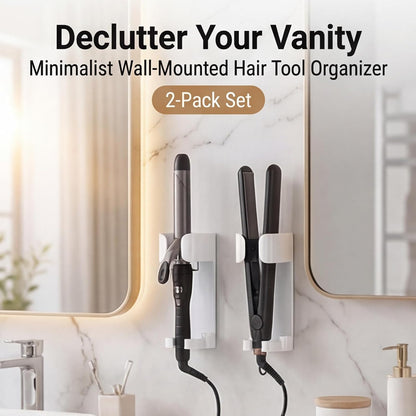 2 Pcs Wall Mount Hair Tool Organizer, Curling Iron Holder Wall Mount Hot Hair Tool Holders for Holds Hairs Dryer and Flat Iron and Curling Hairs Straighteners Combs