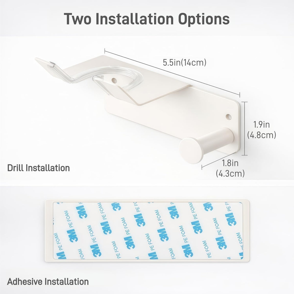 Hair Dryer Holder, Dyson Hair Dryer Holder, Blow Dryer Holder with Cord Hook SUS304 Stainless Steel Wall Mount, Self Adhesive/Screw Space Saving Hairdryer Holder for Bathroom White
