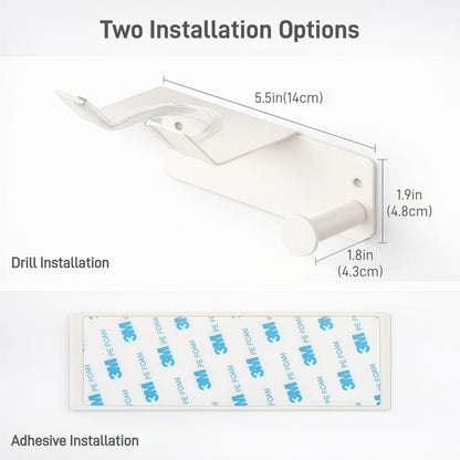 Hair Dryer Holder, Dyson Hair Dryer Holder, Blow Dryer Holder with Cord Hook SUS304 Stainless Steel Wall Mount, Self Adhesive/Screw Space Saving Hairdryer Holder for Bathroom White