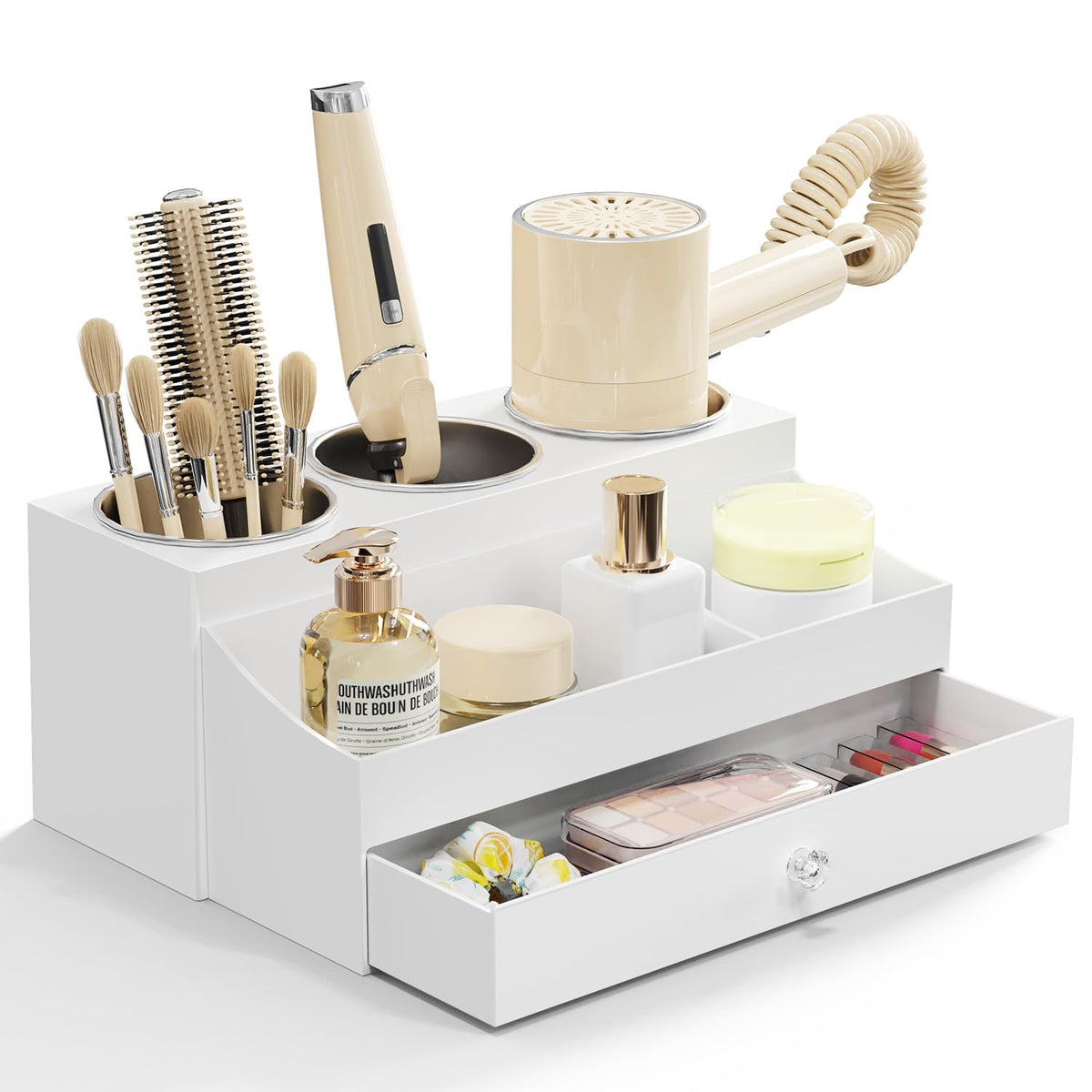 GFWARE Hair Tool Organizer with 3 Stainless Steel Cups, Cooling Hot Tools