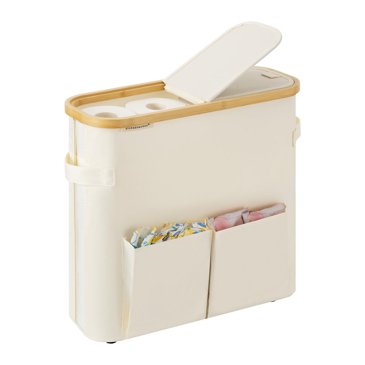 StorageWorks Toilet Paper Basket with Lid, Holds 9 Mega or 12 Regular