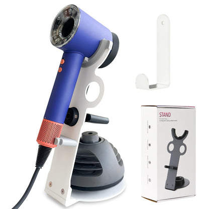 Hair Dryer Holder Stand for Dyson Hair Dryer, Upgraded Dyson Hair Dryer Holder Dyson Hair Dryer Stand Black to Store 5 Dyson Hair Dryer Attachments with Cable Hook