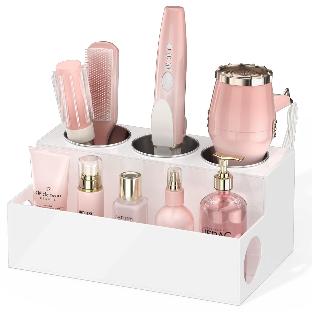 NIUBEE Acrylic Hair Tool Organizer with Drawer, Hair Dryer Holder Organizer