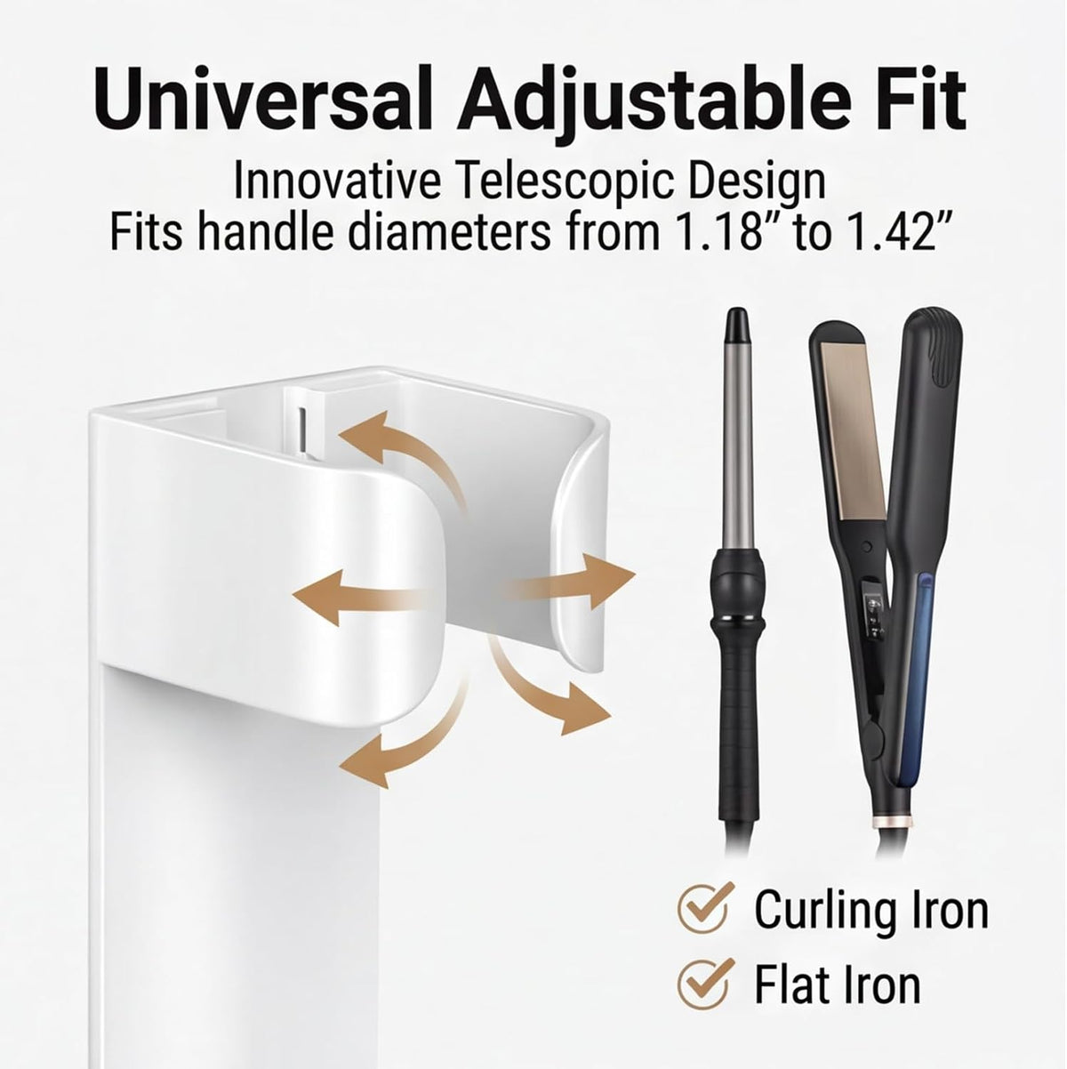 2 Pcs Wall Mount Hair Tool Organizer, Curling Iron Holder Wall Mount Hot Hair Tool Holders for Holds Hairs Dryer and Flat Iron and Curling Hairs Straighteners Combs