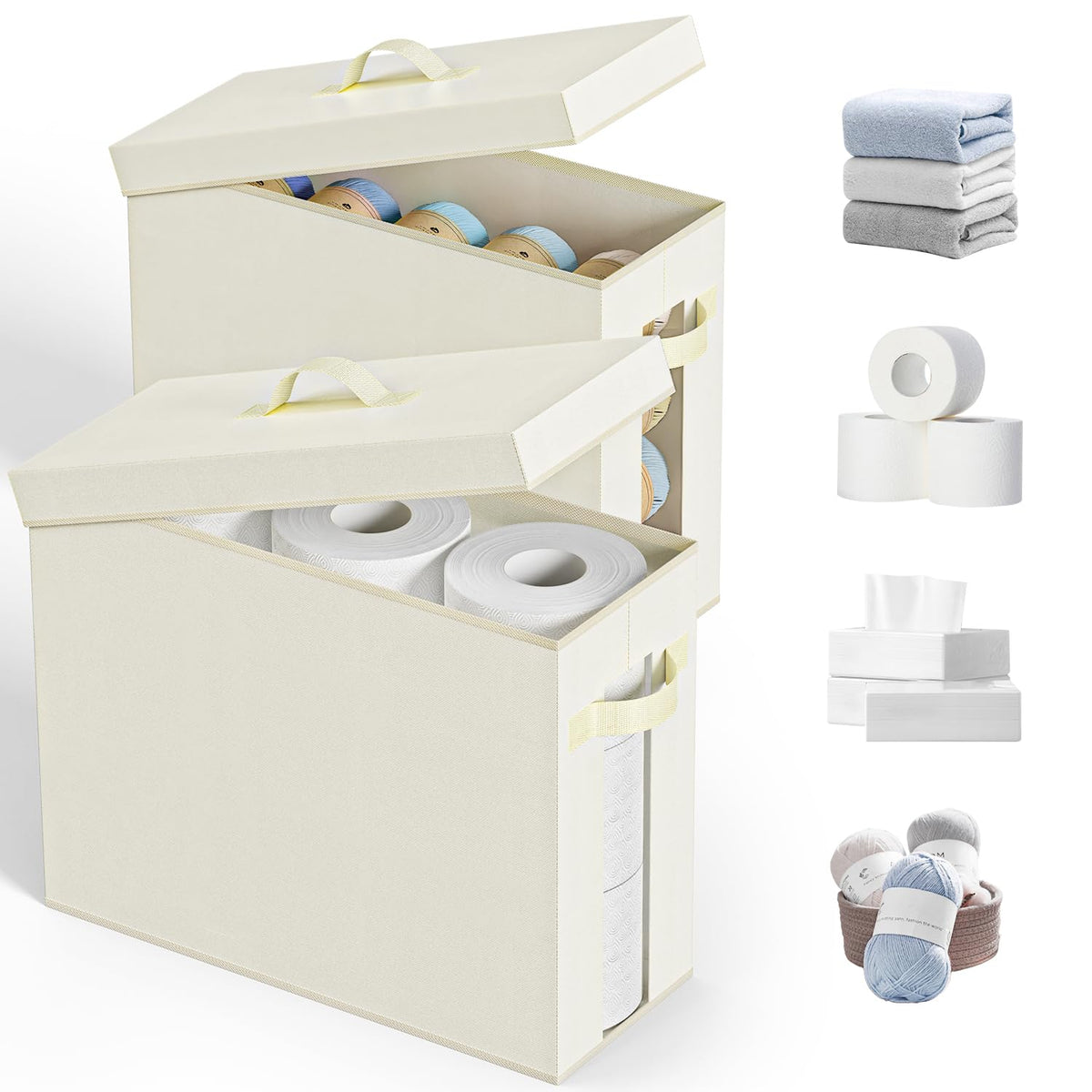 NAMTSO Bathroom Toilet Paper Storage with Lid, No Assembly, Black, 1 Pack