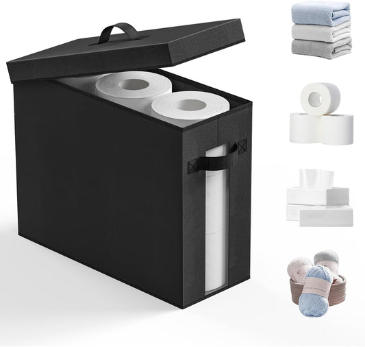 NAMTSO Bathroom Toilet Paper Storage with Lid, No Assembly, Black, 1 Pack
