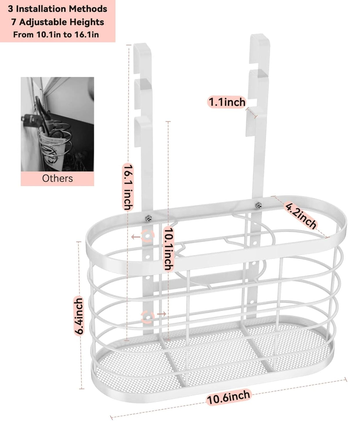 Hair Dryer Holder 3 in 1 Hair Tool Organizer - Blow Dryer Holder