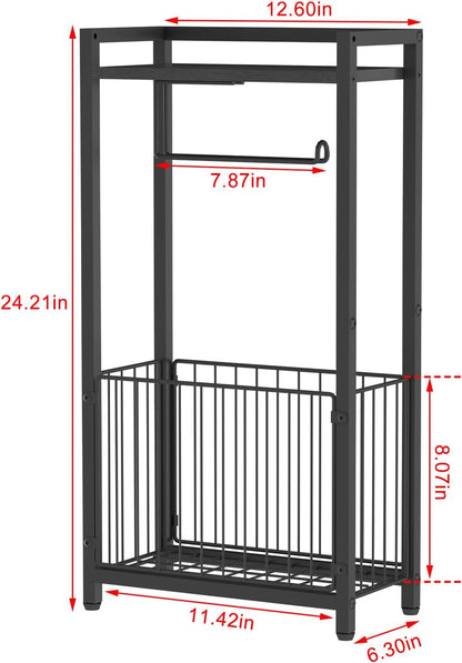 Freestanding Toilet Paper Holder with Storage Shelf