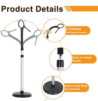 Erytlly Hair Dryer Stand Hands Free 360-Degree Rotating Adjustable Height Metal Hair Dryer Holder Blow Dryer Holder About for 0.5kg Hair Dryer in Bathroom, Vanity, Makeup Room Basic