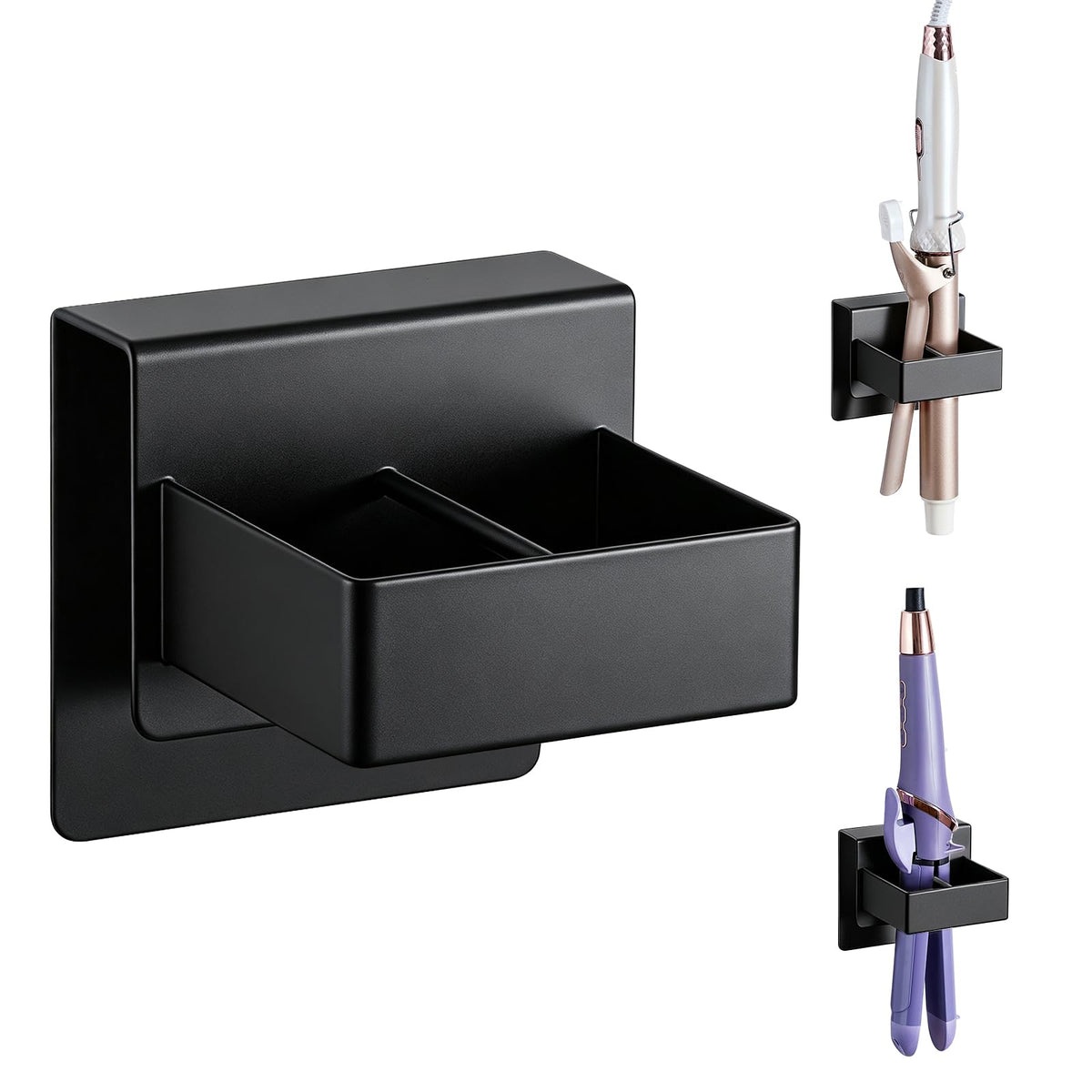 Straighteners Holder Wall Mounted Curling Iron Holder Metal Hair Dryer Holder for Curling Wands Accessories Adhesive Hair Tool Organizer Flat Iron Holder for Bathroom Barber Shops Vanity (Sliver)