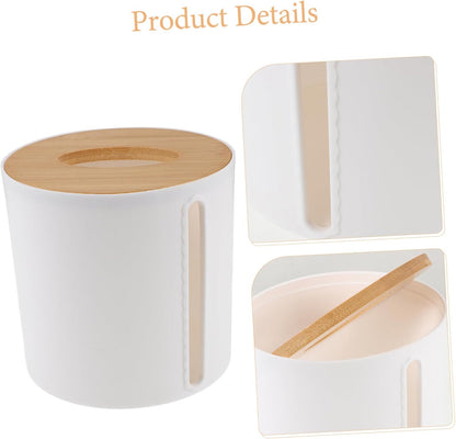 Bathroom Paper Towel Dispenser Modern Toilet Paper Holder Lid Round Storage Tube