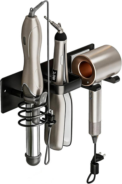 3-in-1 Wall Mount Hair Tool Organizer Hair Dryer Holder, Black