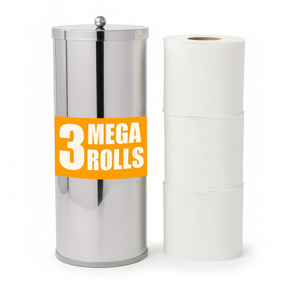 [2023 Upgraded Version] HUJI Rust Resistant Stainless Steel Toilet Paper Roll Canister Holder w/Removable Base for Bathroom Storage (1 Pack, Toilet Paper Canister)