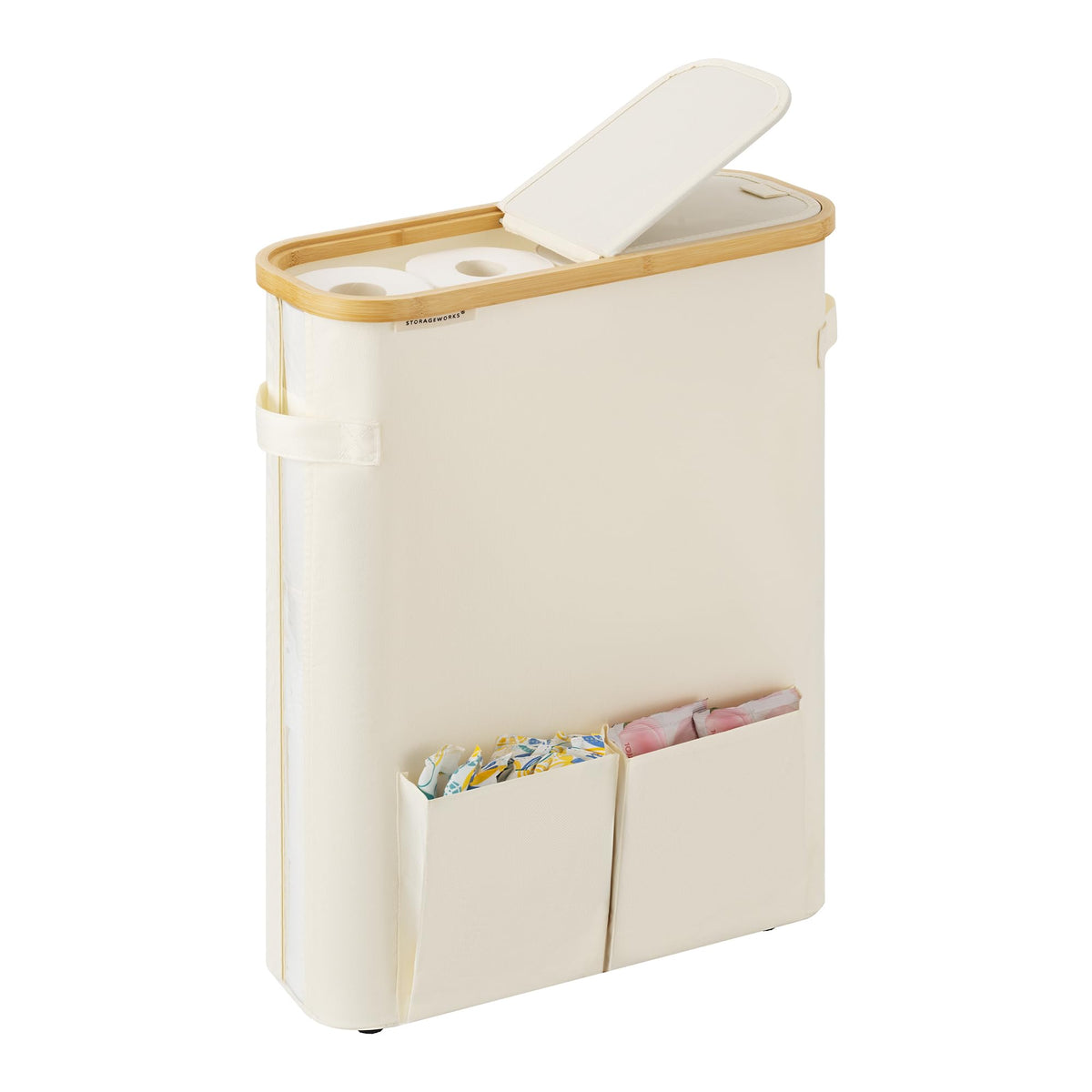 StorageWorks Toilet Paper Basket with Lid, Holds 9 Mega or 12 Regular