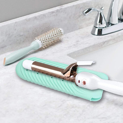 Heat Resistant Mat for Hair Tools, Silicone Heat Mat & Holder for Curling Iron, Professional Portable Travel Flat Iron Mat Pad Pouch Case Cover for Countertop