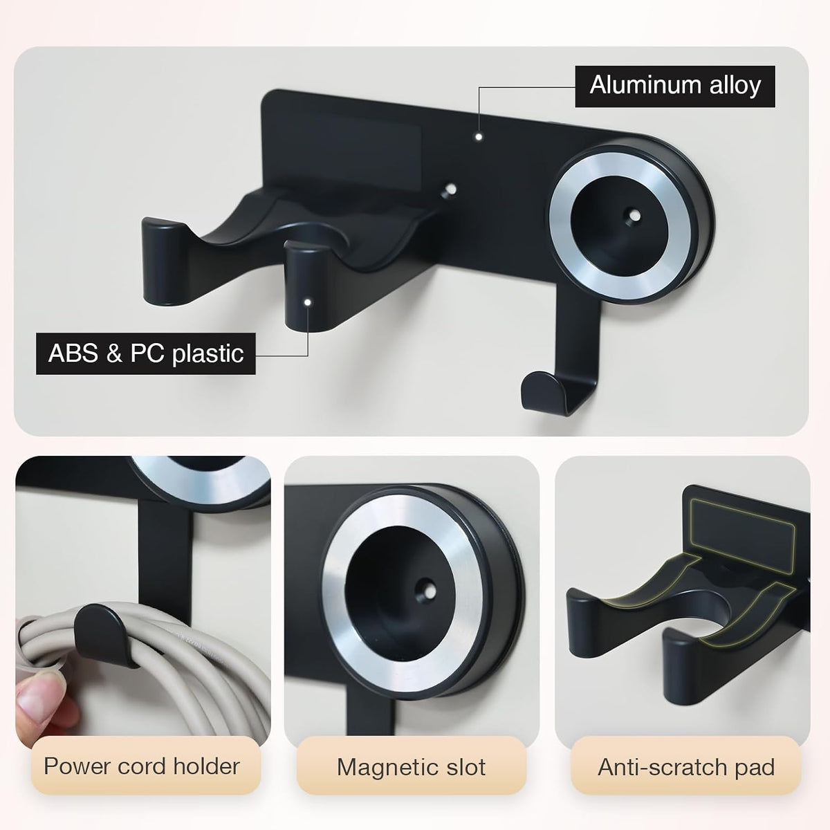 Wall-Mounted Hair Dryer Holder, Adhesive Blow Dryer Craddle