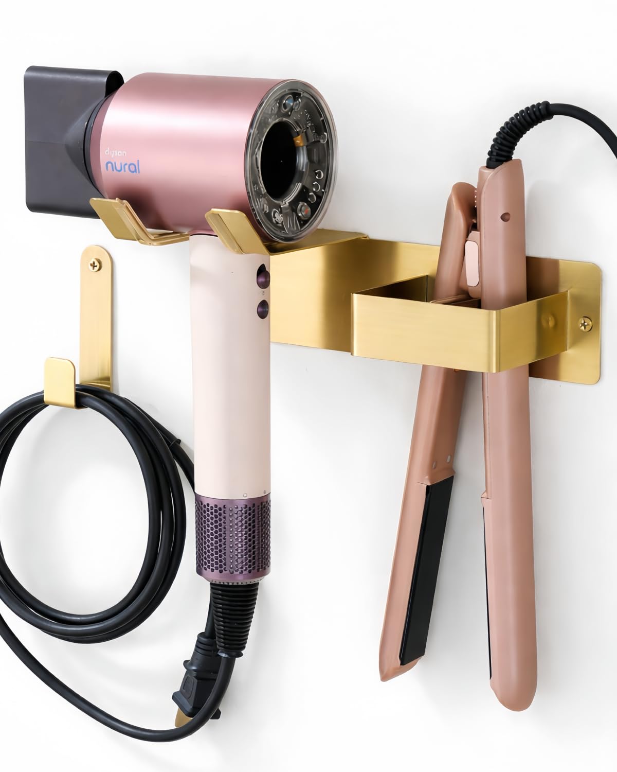 Hair Dryer Holder, HairDryer Holder Wall Mounted, Self Adhesive Blow Dryer Holder, Stainless Steel Hair Dryer Holder, Hairdryer Holder for Bathroom White