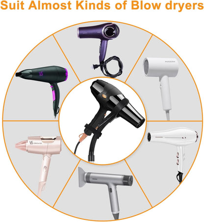 Erytlly Hair Dryer Stand Hands Free 360-Degree Rotating Adjustable Height Metal Hair Dryer Holder Blow Dryer Holder About for 0.5kg Hair Dryer in Bathroom, Vanity, Makeup Room Basic