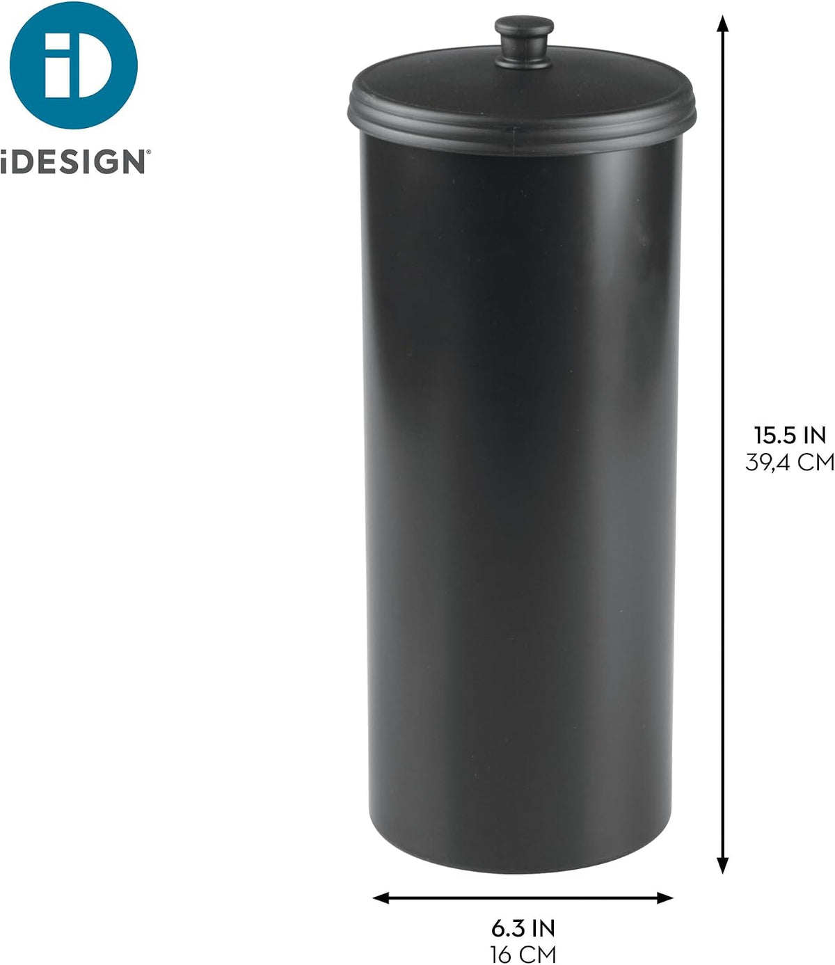 iDesign Freestanding Bathroom Toilet Paper Storage Holder, Matte Black