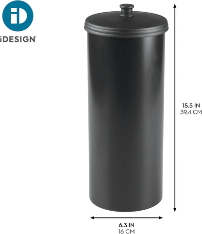iDesign Freestanding Bathroom Toilet Paper Storage Holder, Matte Black