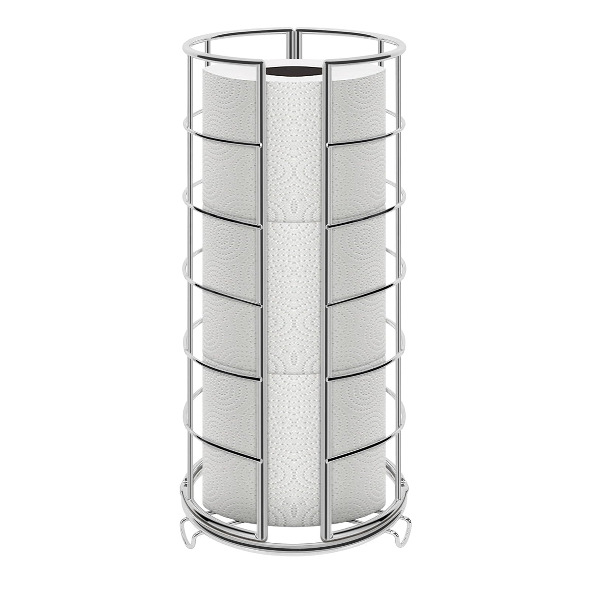 NearMoon Toilet Paper Organizer Stand, Free Standing 3 Rolls Tissue Storage, Metal Bathroom Accessory, Rustproof Toilet Roll Holder for Kitchen Countertop Inside Cabinet Shelf(Metal Base, Matte Black)