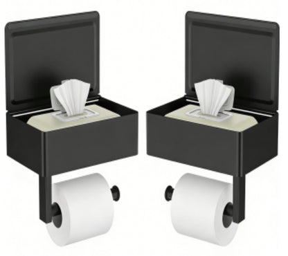 FORIOUS Toilet Paper Holder with Shelf, Wall-Mounted Modern Wipes Dispenser
