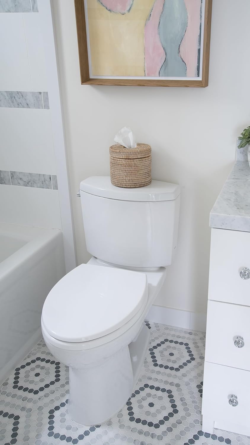 KOUBOO La Jolla Rattan Toilet Paper Holder with Lid, White Wash, Bathroom