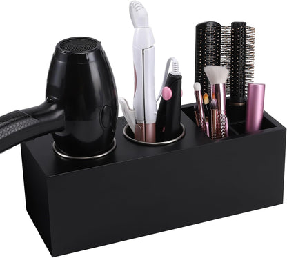 Hair Dryer Holder and Tool Organizer, Wood, Black