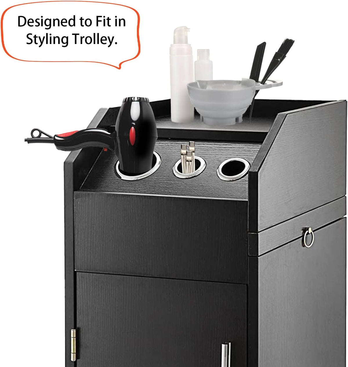 Hair Styling Station with Dryer, Curling Iron, Comb Holder and Tube Organizer