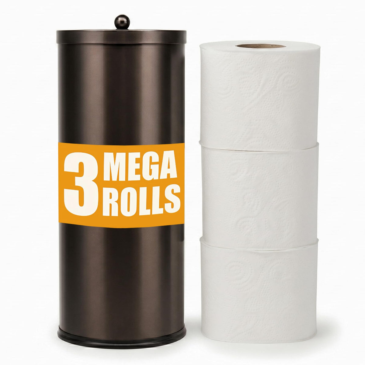 [2023 Upgraded Version] HUJI Rust Resistant Stainless Steel Toilet Paper Roll Canister Holder w/Removable Base for Bathroom Storage (1 Pack, Toilet Paper Canister)