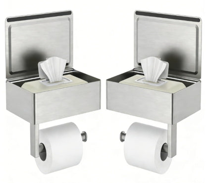 FORIOUS Toilet Paper Holder with Shelf, Wall-Mounted Modern Wipes Dispenser