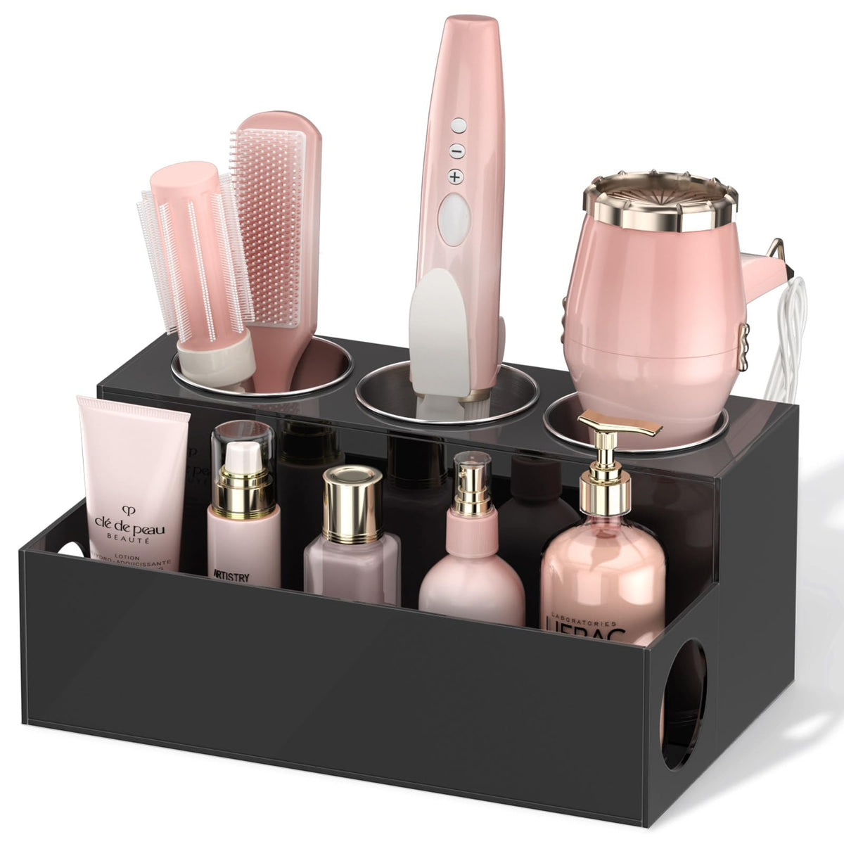 NIUBEE Acrylic Hair Tool Organizer with Drawer, Hair Dryer Holder Organizer