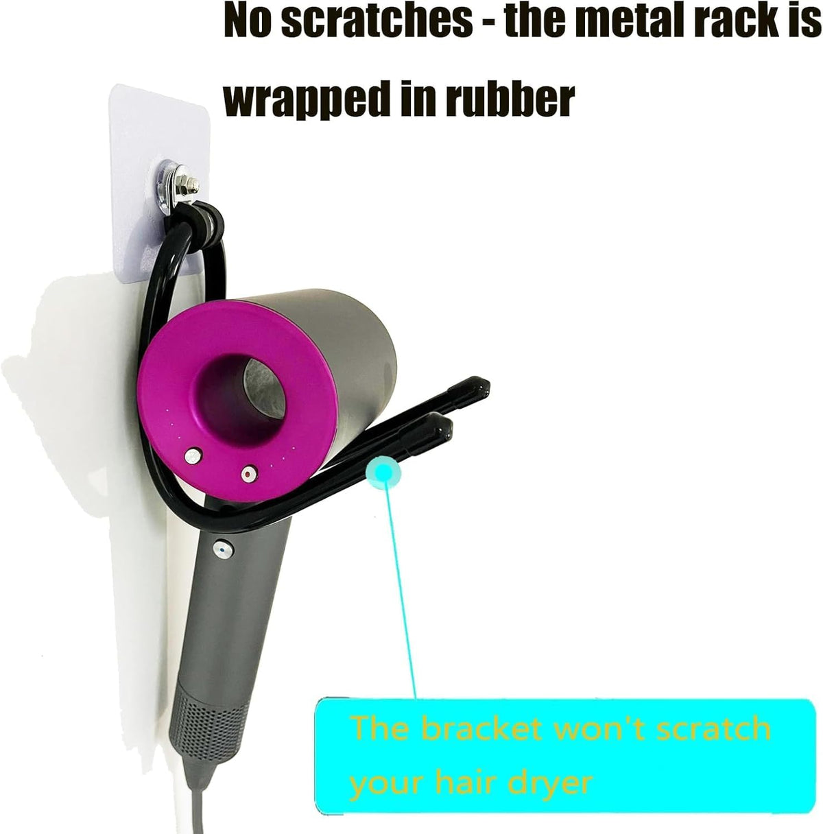 Universal Hair Dryer Holder Wall Mount, Blow Dryer Holder Rack, Hair Tool Organizer for Bathroom & Bedroom Hair Care & Styling Tools Storage and Organizer - Adhesive/Drilling Installation