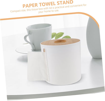 Bathroom Paper Towel Dispenser Modern Toilet Paper Holder Lid Round Storage Tube