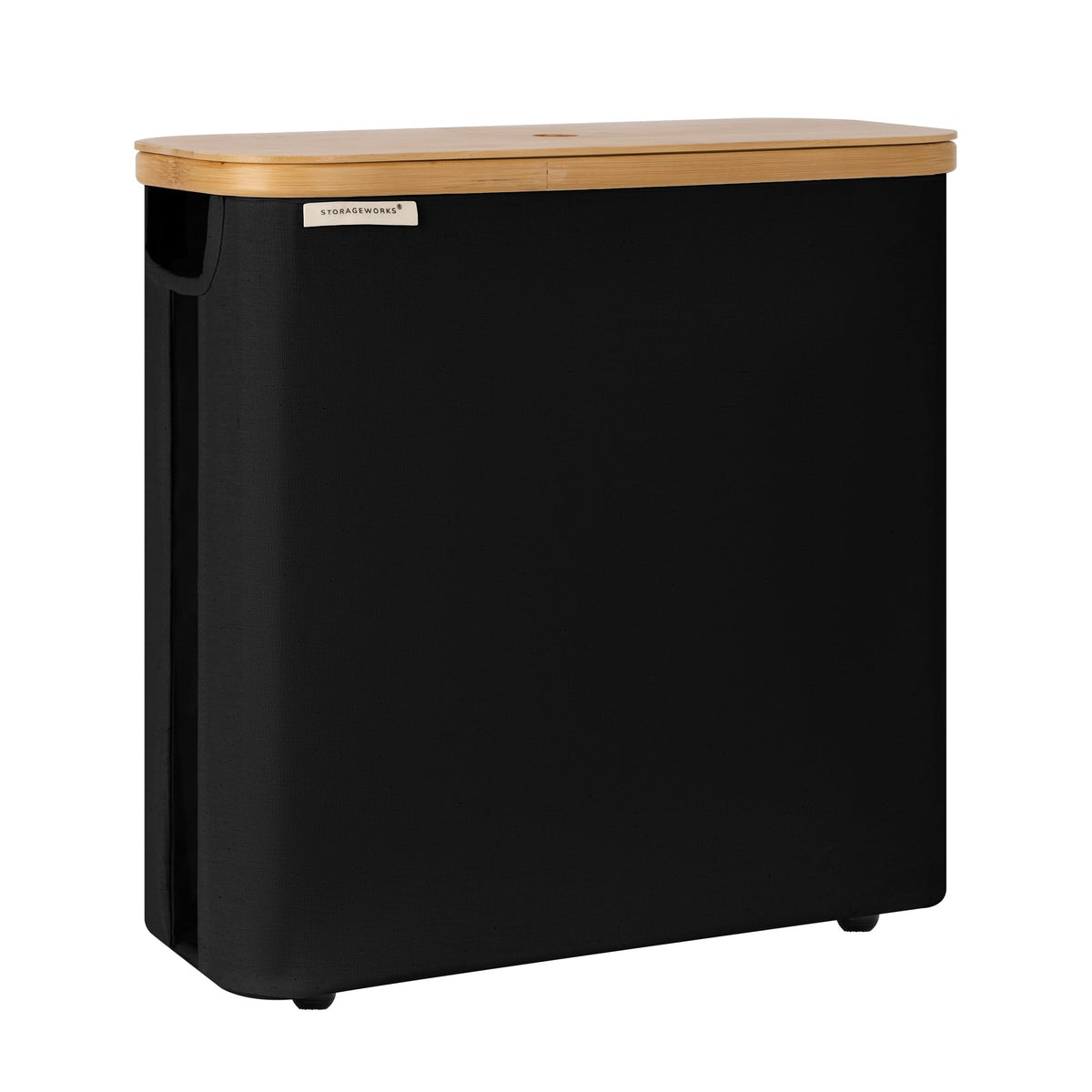 StorageWorks Toilet Paper Storage Basket, Papers Container with Bamboo Lid, Medium Toilets Holder for Up to 9 Mega Rolls, Organizer for Bathroom, Black, 1 Pack