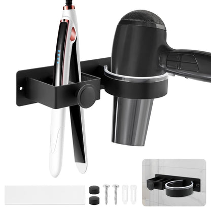 Hair Dryer Holder Wall Mounted, 2 in 1 Blow Dryer & Straightener Holder