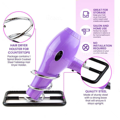 Hair Dryer Holder Countertop - Spiral Blow Dryer Holder Stand Dryer Holster